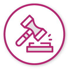 graphic icon of judge's gavel for instant approval